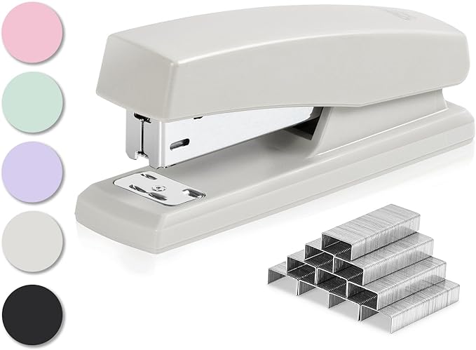 Deli Stapler, Desktop Staplers with 640 Staples, Office Stapler, 25 Sheet Capacity, White