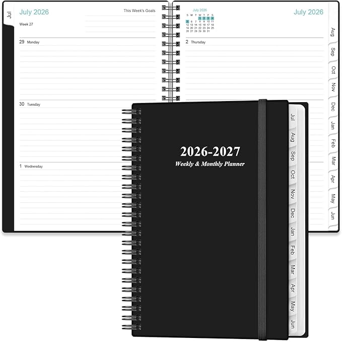 2026-2027 Appointment Book & Planner - Hourly Planner from July 2026 - June 2026, Weekly Appointment Book 2026-2027 with 30-Minute Interval, 6.4" x 8.5", Black