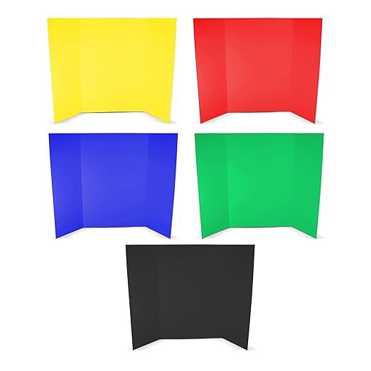 Flipside Products 36” x 48” Foam Project Boards for Presentations, Science Fair, School Projects, and Event Displays - Assorted Colors (Yellow, Green, Blue, Red, Black) 3/16'' Thick - 24 Pk