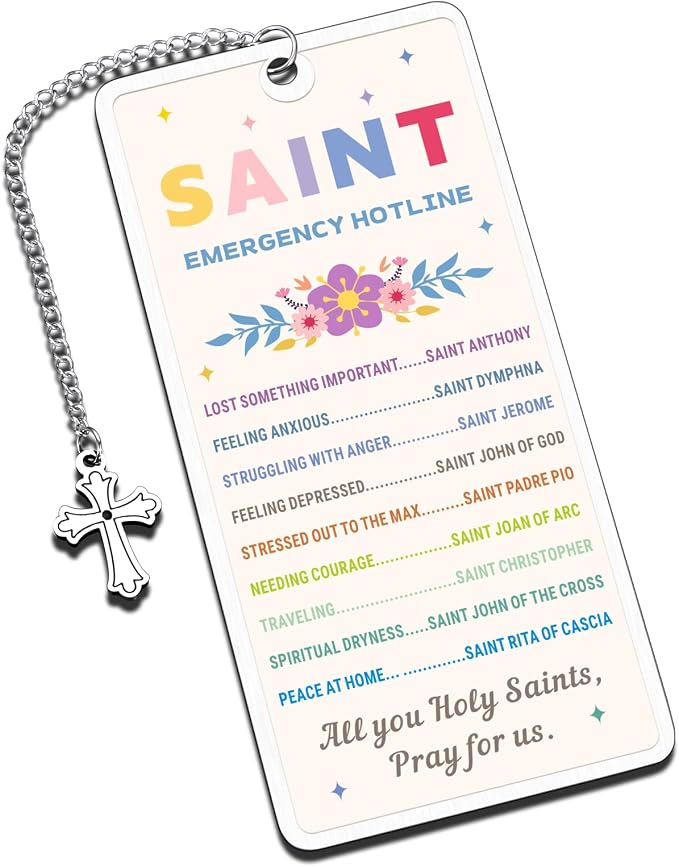 First Communion Gifts for Girls Saint Emergency Hotline Bookmark for Women Her Christian Baptism Confirmation Gifts for Teen Girls Bible Accessories Bible Study Religious Catholic Bookmark for Women