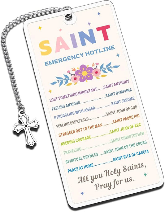 First Communion Gifts for Girls Saint Emergency Hotline Bookmark for Women Her Christian Baptism Confirmation Gifts for Teen Girls Bible Accessories Bible Study Religious Catholic Bookmark for Women