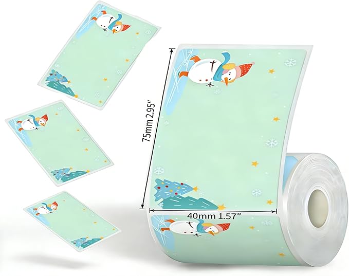 Phomemo M110 Lables, for Phomemo M110/M100/M250/M220/M108/M120 Label Maker with Festival Atmosphere Image, 1.57"*2.95"(40 x 75mm), Self Adhesive Festival Thermal Sticker Labels,3Roll