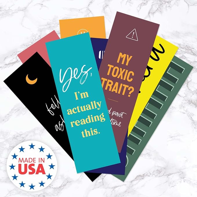 Snarky Bookmarks / 2" x 6" Hilarious Paper Bulk Pack Quotemarks / 24 Motivational Bookmarks Set/Funny Book Lover Bookmark Present/Made in The USA
