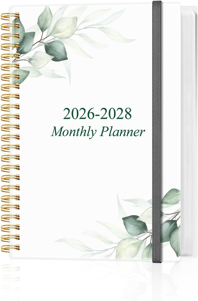 2026-2028 Monthly Planner - 36 Month PLanner Calendar from January 2026 to December 2028, 3 Year Planner 2026-2028 with Flexible Cover, Inner Pocket, Perfect for Home | School | Office, 5.8" x 8.5", Green Leaf