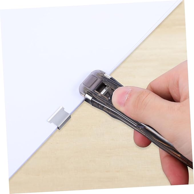 Multi-Function Reusable Clamp Stapler with 200pcs Refill Clips Portable Hand Stapler for Document Binding and Office Filing Organization with Clip Dispensers for School and Work