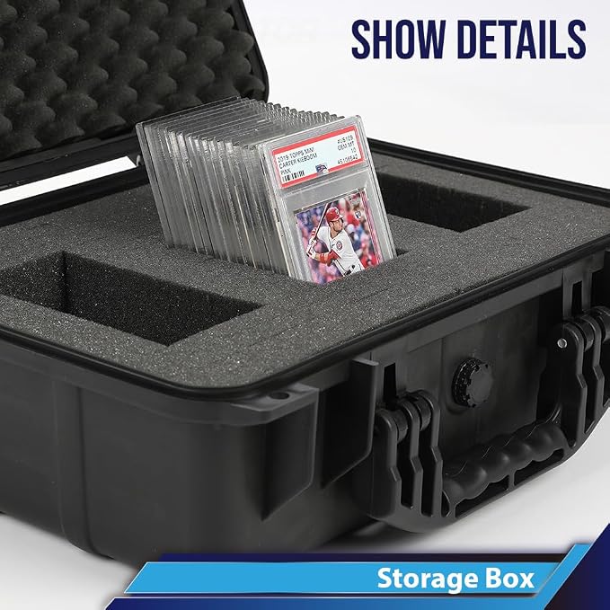 CROSSDESIGN Storage Box for Collectible Cards, Tools, Screws, Craft Supplies DIY Adjustable Organizer Box with Removable Dividers & Protective Foam, Lightweight Stackable Storage Container Black