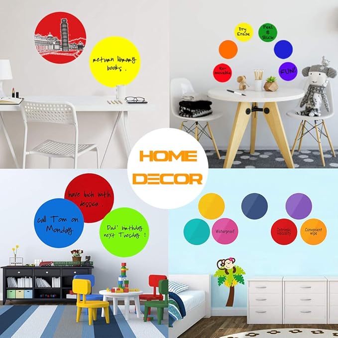 Colorful Dry Erase Dots Circles Whiteboard Marker Removable Stickers Spots Wall Decals for School Classroom Teachers Students Table & Desk Blue, 8 Pack