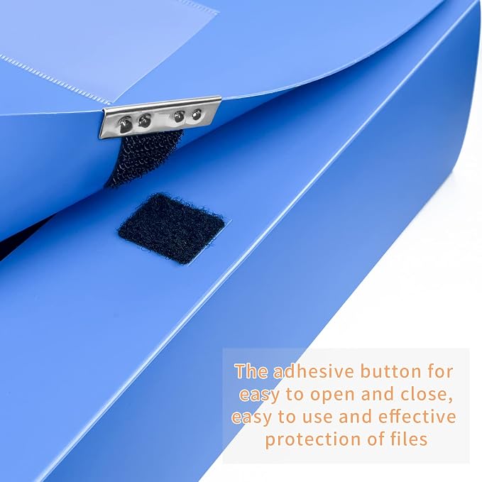 HUA JIE A4 Storage File Boxes Plastic Archives Cases with Lid, File Folder Organizer Document Filing Box for office,31×7.5×23.5 cm, Blue(Pack of 4)
