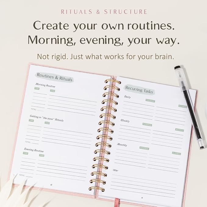 The ADHD Planner - Undated Daily Weekly Schedule Organizer Journal for Disorganized People - Habit Tracker Record Emotions & Mood - Academic Goals - Structure & Focus for Adults Brains (Spiral)