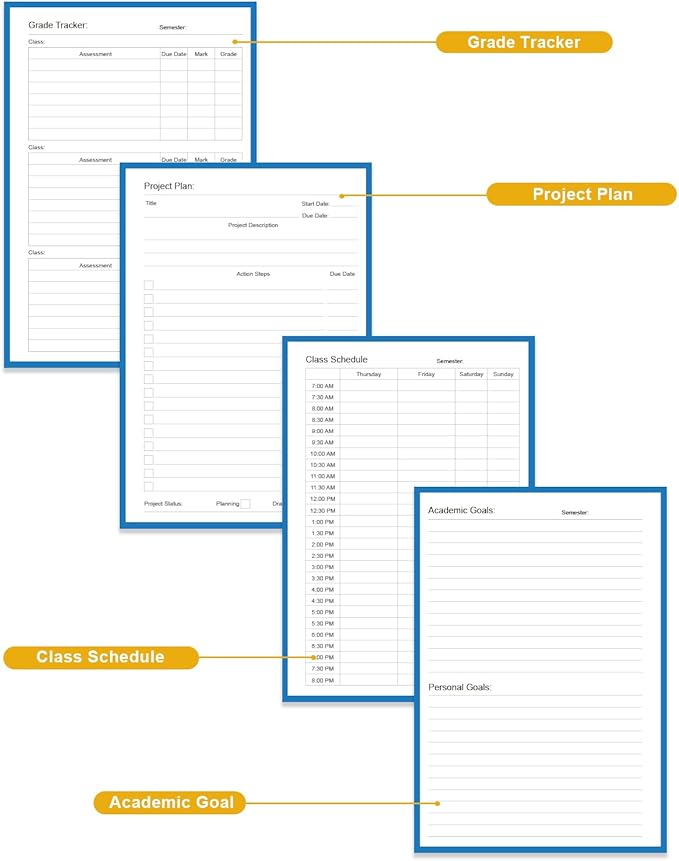 Academic Planner for 2026-2027 or Anytime – 5.8" x 8.5" Undated Weekly Student Planner For Homeschool, High School, College & Nursing Students, 200 Pages, Blue