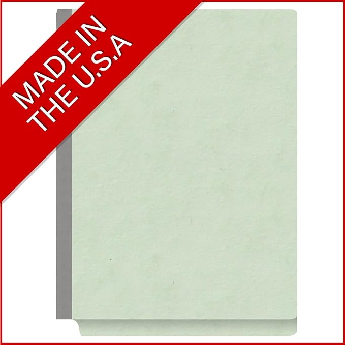 25 Pt. Pressboard Classification Folders, Full Cut End Tab, Letter Size, 1 Divider, Pale Green (Box of 10)
