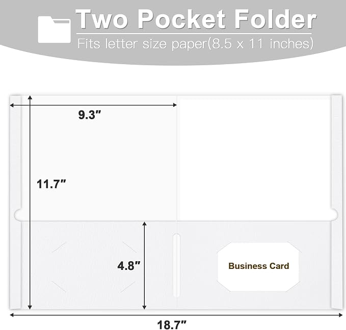Folders with Pockets, LAYZZ 60 Pack Paper Pocket Folders, 2 Pocket File folders Fits Letter Size Paper, for School Office and Home (White)