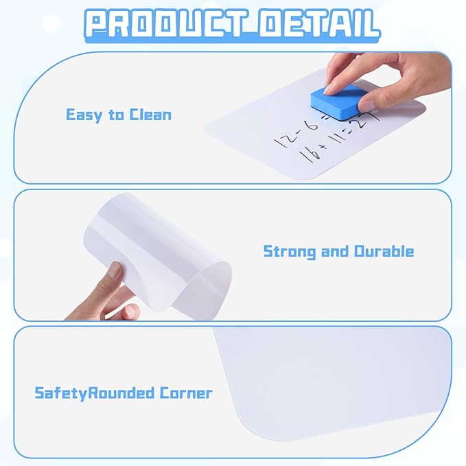 Mini White Boards for Students, 8 Pack 5 x 7 Inch Double-Sided Dry Erase Boards with Markers & Erasers, Reusable Small Lap Boards for Classroom Teacher Student Interactive Learning