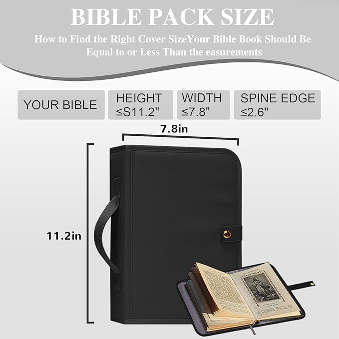 Waterproof Bible Cover Case for Women,Quilted Bible Case with Leather Handle and Bible Study Kit Includes 5 Pens, 12 Highlighters, 72 Tabs,Bible Journaling Supplies (Black)