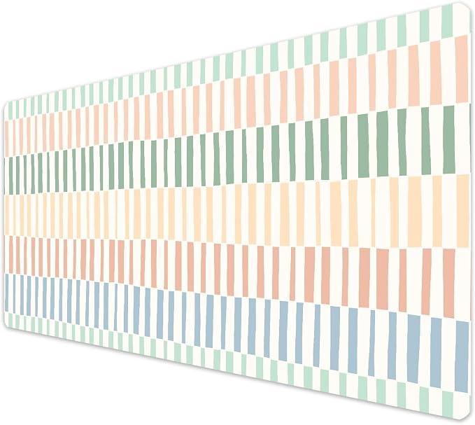 French KOKO Large Desk Mat 36" x 16.5" – Colorful Striped Extended Mouse Pad for Keyboard & Mouse – Non-Slip Waterproof Desk Protector Aesthetic Office Pad for Women & Teens