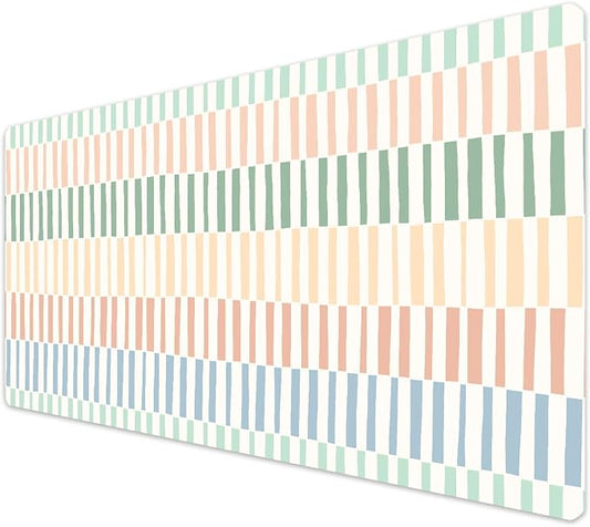French KOKO Large Desk Mat 36" x 16.5" – Colorful Striped Extended Mouse Pad for Keyboard & Mouse – Non-Slip Waterproof Desk Protector Aesthetic Office Pad for Women & Teens
