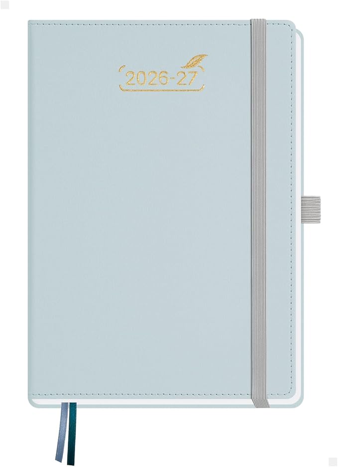 BEZEND Weekly Planner 2026-2027 (6" x 8.5") 2-Column Dual Schedule for Work/School/Home or 2 Person (Jul 26-Dec 27) 18 Months Academic Calendar with Tabs, PU Leather Hardcover -Dutch Blue