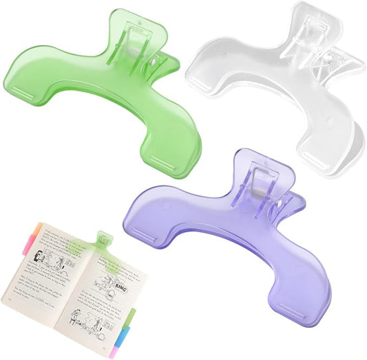 3 Pcs Book Clips,3 Colors Strong Page Holders for Reading,Portable Book Openers,Practical Book Page Markers for Teachers,Students,Office,and Home(Color B)