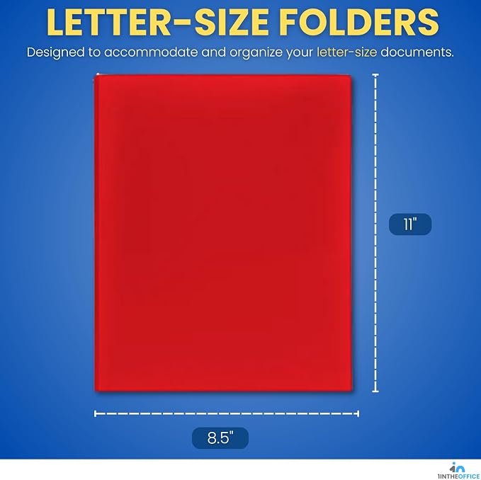1InTheOffice 2 Pocket Folders, Two-Pocket Folder with Pockets, Presentation Folders, Letter Size, Assorted Colors, (10/Pack)