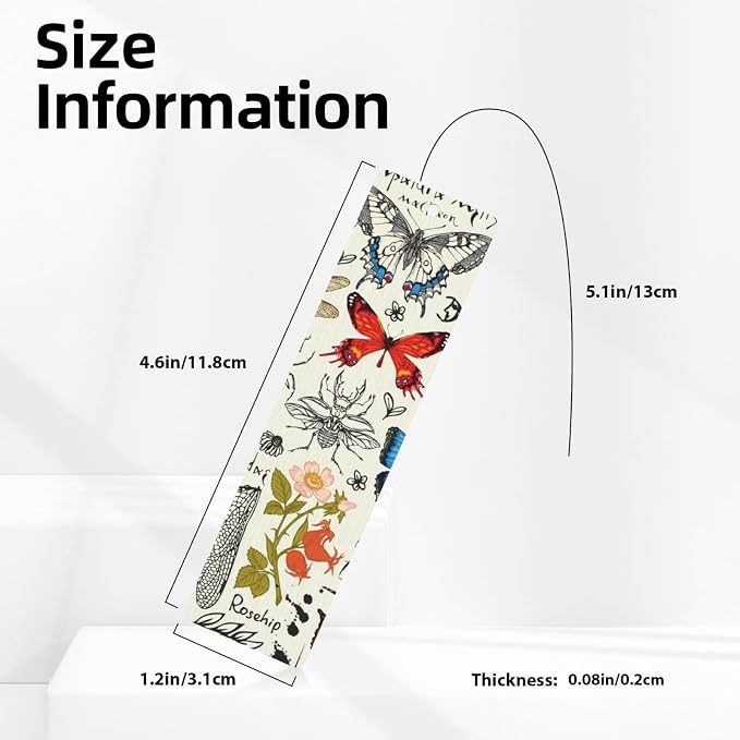 Butterfly 5pcs Wood Bookmarks with Tassel for Planner Reading Book Lovers Accessory Readers Men Women 4.6 X 1.2 Inch