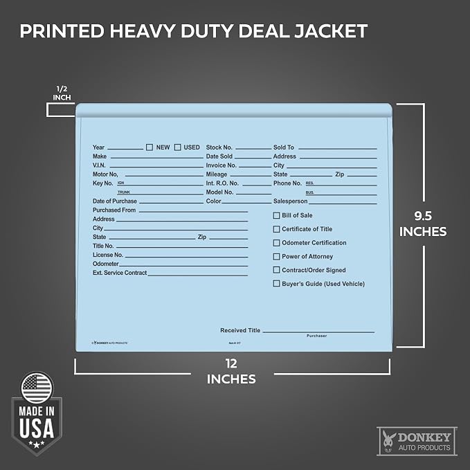 Donkey Forms Heavy Duty Deal Jackets - Blue (100 Shrink Wrapped)