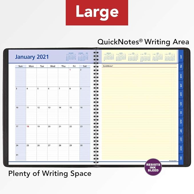 2021 Weekly & Monthly Appointment Book & Planner by AT-A-GLANCE, 8-1/4" x 11", Large QuickNotes, Black (769500521)
