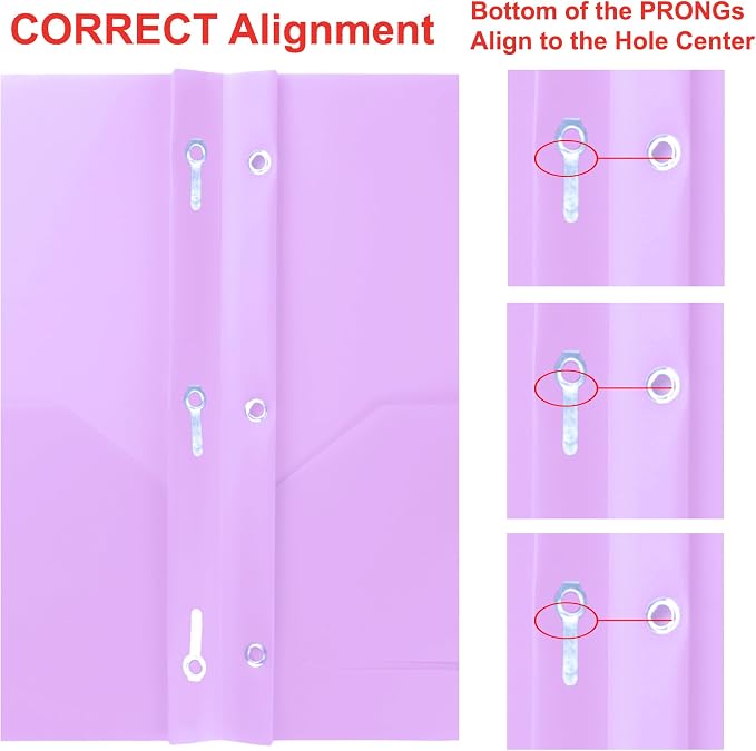 Youngever 6 Pack Heavy Duty Plastic Two Pocket Folders with 3 Prongs, Metal Prongs Fastener, Heavy Duty Plastic 2 Pocket Folder (Mauve)