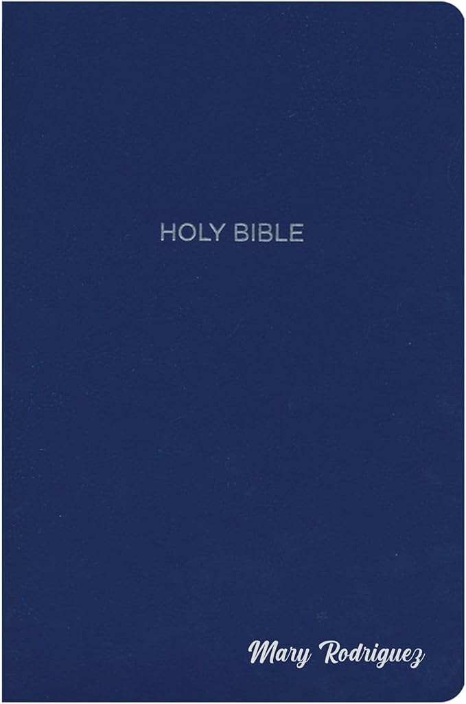 Personalized NKJV Bible New King James Version Faux Leather Holy Bible Small Print Economy Bible with Custom Name at The Lower Right Side, Custom Gift for Christian & Religious Celebrations (Blue)