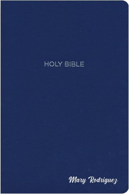 Personalized NKJV Bible New King James Version Faux Leather Holy Bible Small Print Economy Bible with Custom Name at The Lower Right Side, Custom Gift for Christian & Religious Celebrations (Blue)