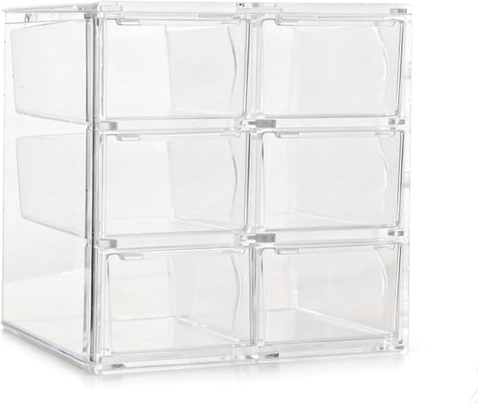Acrylic Drawer Organizer, Clear Desk Organizer with Drawer, Plastic Stackable Storage Drawers with 6 Drawers, Dustproof Organizers for Jewelry, Craft, Office Supplies