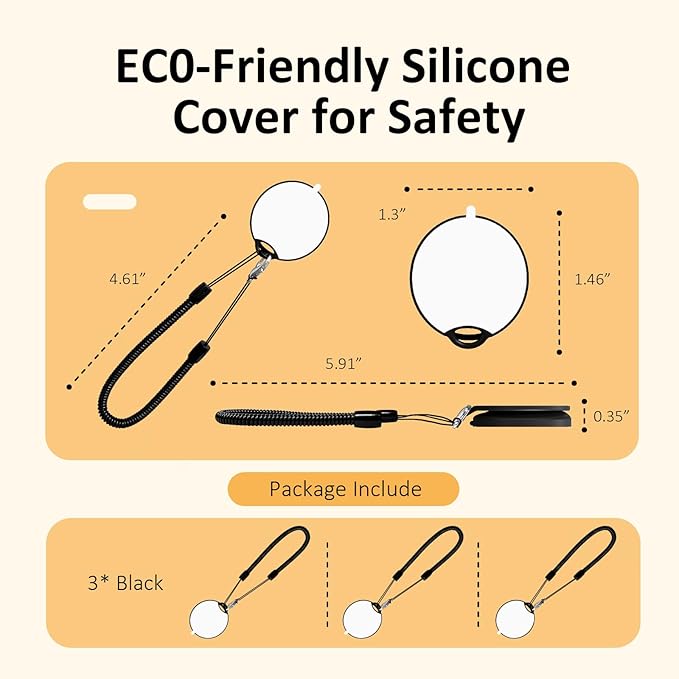 Magnetic Remote Control Holder with Security Cable Self-Adhesive Wall Mount, 3 Pack Silicone Organizer Retractable Anti-Loss Storage Wall Holder for TV, Fan and Air Conditioner Remote Control Black