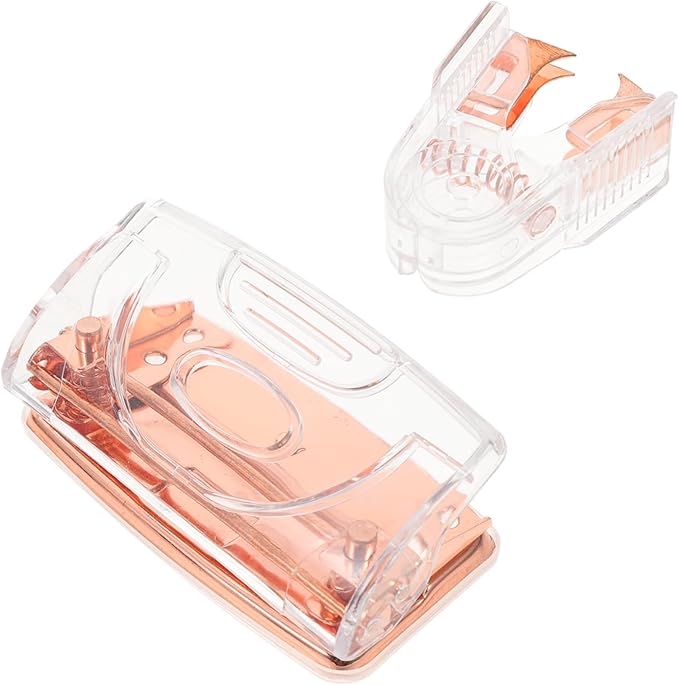 VILLCASE 4sets Cardboard Two Hole Puncher Stapler Remover Set Portable Office Staple Puller Stylish Rose Gold Design for Efficient Document Organization