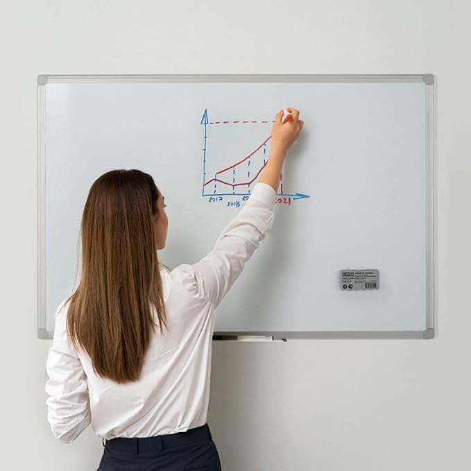 MasterVision Earth Series Magnetic Laquered Steel Dry Erase Board, 100% Recycled Frame, Snap-On Marker Tray, 24" x 36", Aluminum Frame