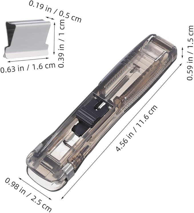 Reusable Stapler with 2 Black Desktop Paper Clip Dispensers and 200pcs Refill Clips, Multi-Function Office Stapler for Document Binding and File Organization