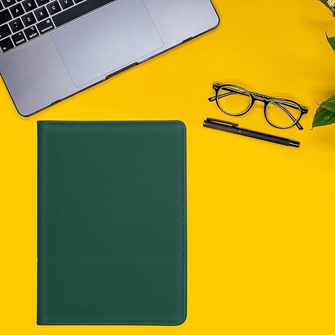 Padfolio/Portfolio Binder, Mini Padfolio Portfolio Binder 5 x 8 Legal Writing Pad, A5 Document Organizer Folder for Men Women,Dark Green.