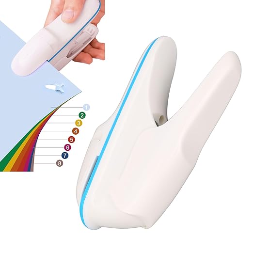 Garosa Stapleless Stapler No Staple Stapler for 8 Sheets Binding with Secure Hole Punch Design ABS Material, Compact for Office School Home Travel Use