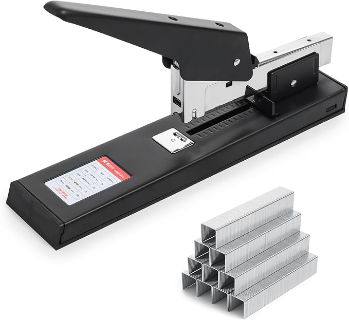 M&G Heavy Duty Stapler with 1000 Staples, 100 Sheet High Capacity, Manual Large Metal Office Stapler for Paper Binding, Black