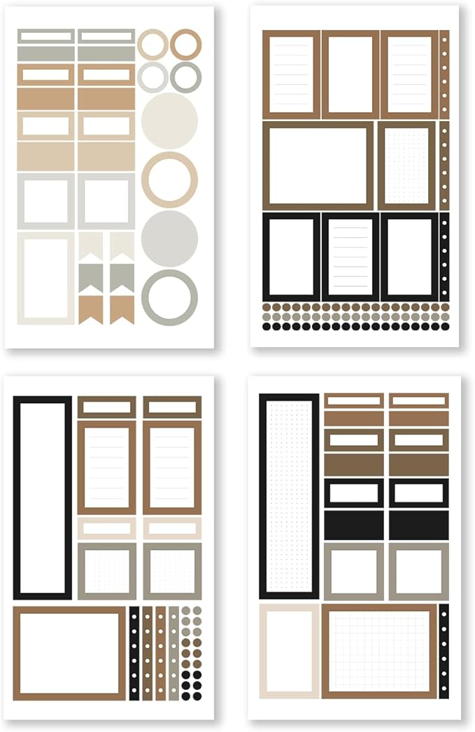 Rongrong Neutral Palette Functional Planner Stickers Book for Planners, Calendars, Journals – Elevate Your Planner's Functionality – Scrapbook Accessories – 25 Pages