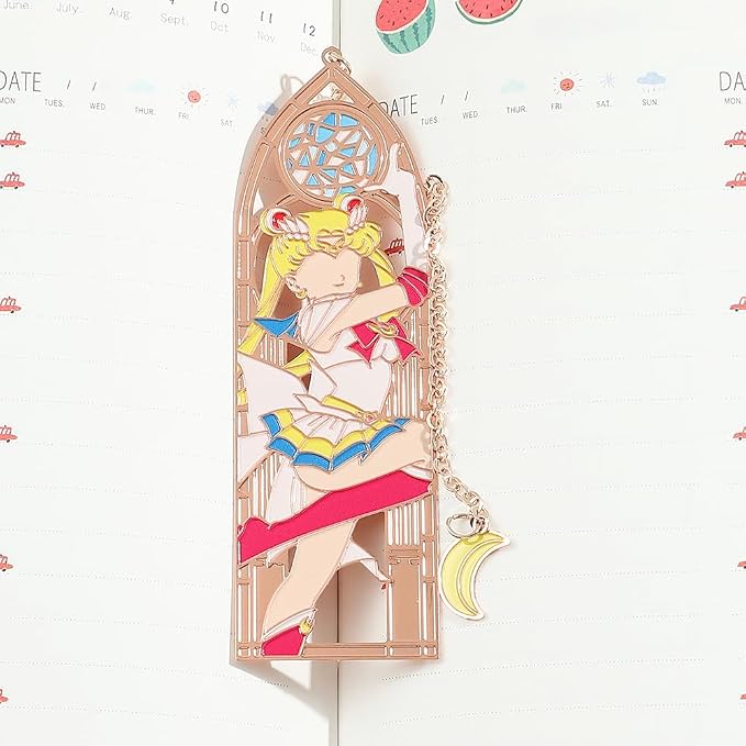 5 Style Anime Magical Girl Book Marks - Metal Bookmarks Gifts for Girls, Anime Fans, Book Lovers Student Men Women, Birthdays, Christmas, Valentine, School Supplies Book Accessory (Green Blue Color)