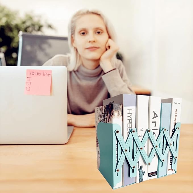 Aobopar Book Ends, Bookends for Shelves, Book Organizer for Desk, Metal Bookends for Heavy Books, Book Holders for Shelves, Suitable for Office, Home and School Use (Mint Green)