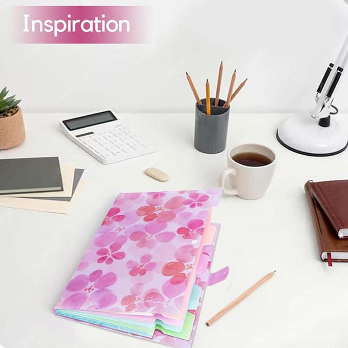 Cute Expanding File Folder Set of 4, Document Organizer with 5 Pockets Accordion File Organizer for Students, Teachers & Freelancers - Forest Series