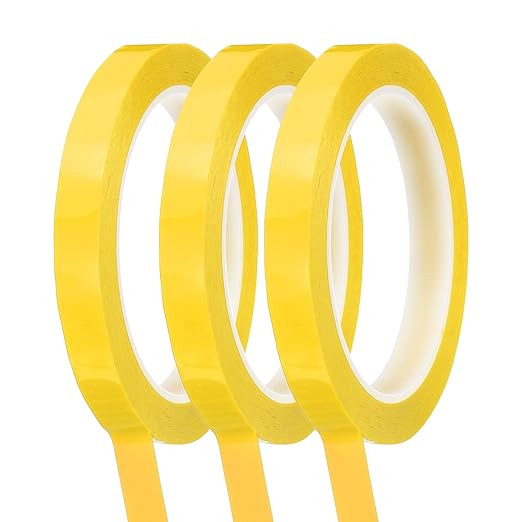 MECCANIXITY Whiteboard Tape 1/2" / 12mm Self Adhesive Graphic Chart Line Tape 72 Yard Grid Marking Stickers for Pinstripe Dry Erase Board Scrapbooking DIY Art Crafts, Dark Yellow, Pack of 3