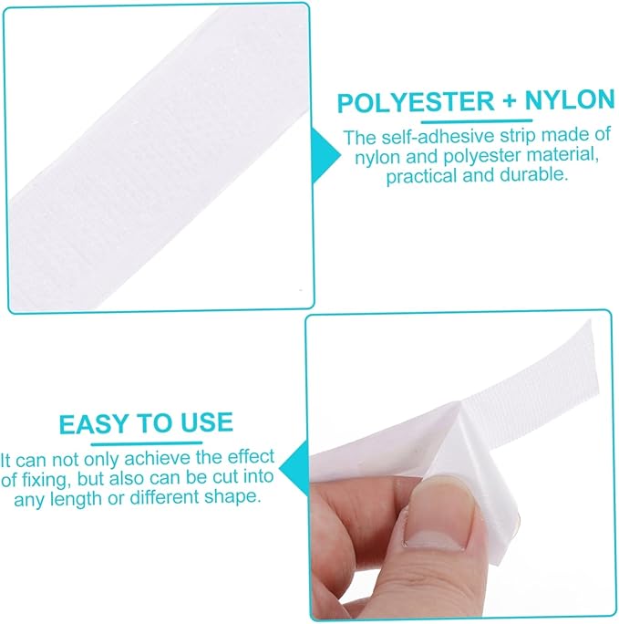 Homoyoyo 2rolls Self-Adhesive Cable Strips Durable Hook and Loop Fastener for Organizing Cords and Items Versatile Use Various Surfaces