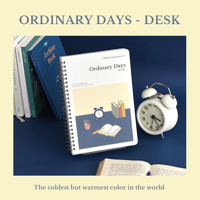 Monolike Ordinary days 4 Month Study Planner, Desk - Academic Planner, Weekly & Monthly Planner, Study plan