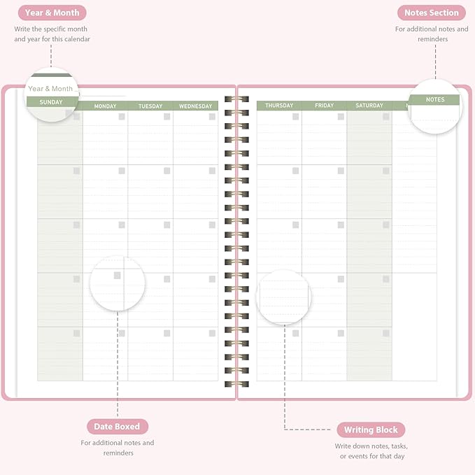 Undated Weekly Planner, Weekly To Do List Notebook with Goal, Organizer & Habit Tracker, A5 Daily Planner with Spiral Binding, Ideal for Office School Suppies