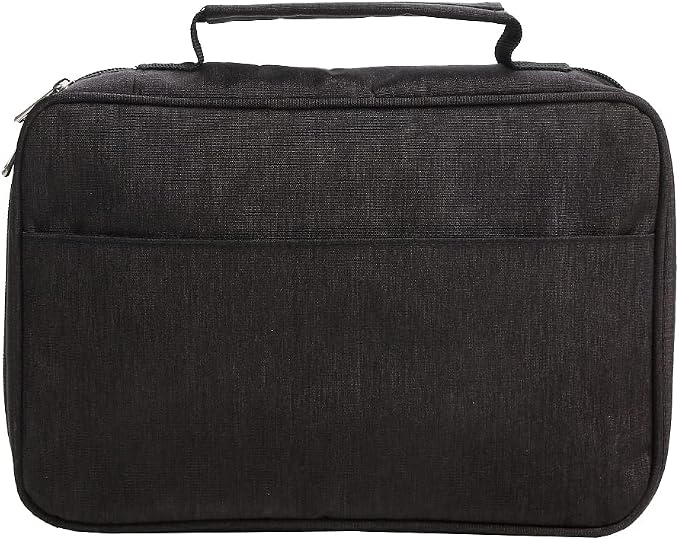 Bible Cover Carrying Book Case Church Bag Bible Protective with Handleand Zippered Back Pocket, Gift for Girls Women Mother Men Women Father Kids(Black)
