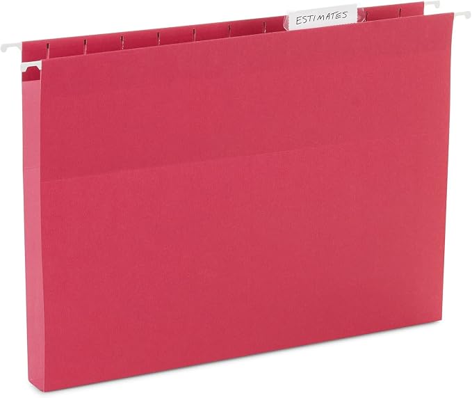 25 Blue Summit Supplies Hanging File Folders 1 inch Expansion, Assorted Colors Hanging File Folders Extra Capacity 1 inch, 11PT Paper, 1 inch Expandable File Folders, 25 Pack
