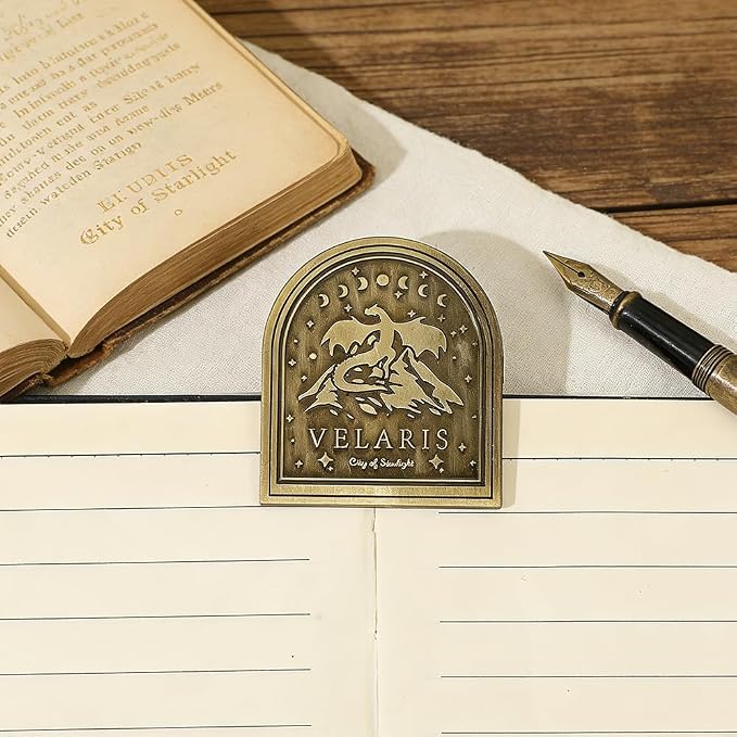 Vintage Fantasy Metal Bookmark Clip, Tree of Life/Rose/Flying Dragon Journal Clip,Traveler's Notebook Accessories, an Ideal Gift for Book Lovers and journaling Enthusiasts (Dragon Style A)