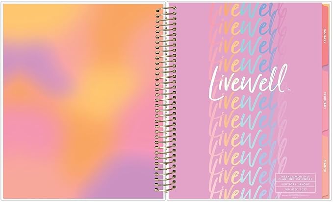 Blue Sky Livewell 24-Month 2027 Monthly Planner Calendar, January 2027 - December 2028, 7" x 9", Flexible Cover, Durable Twin Wire Binding, Colorful Pages, Storage Pocket, Includes Stickers, Lindana