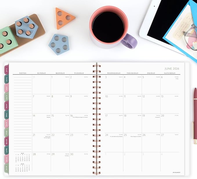 AT-A-GLANCE Planner 2025-2026 Academic, Weekly & Monthly, 8-1/2" x 11", Large, Monthly Tabs, Flexible Cover, Badge Floral (1734F-905A)
